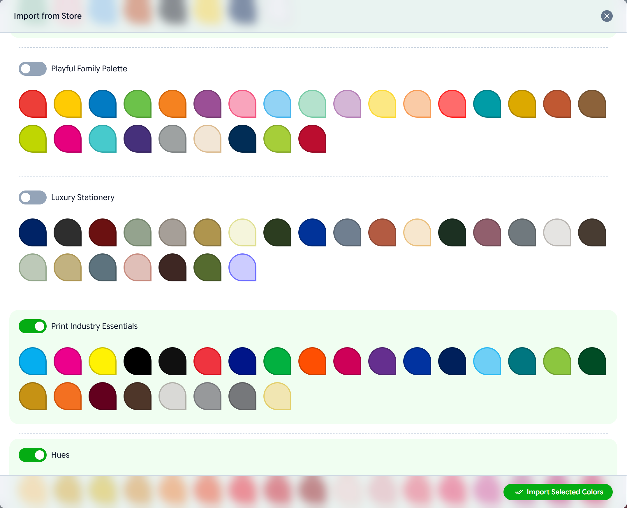 Import Colors into Store